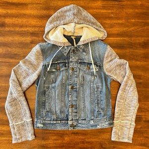 Free People Denim/Knit Hoodie Size XS